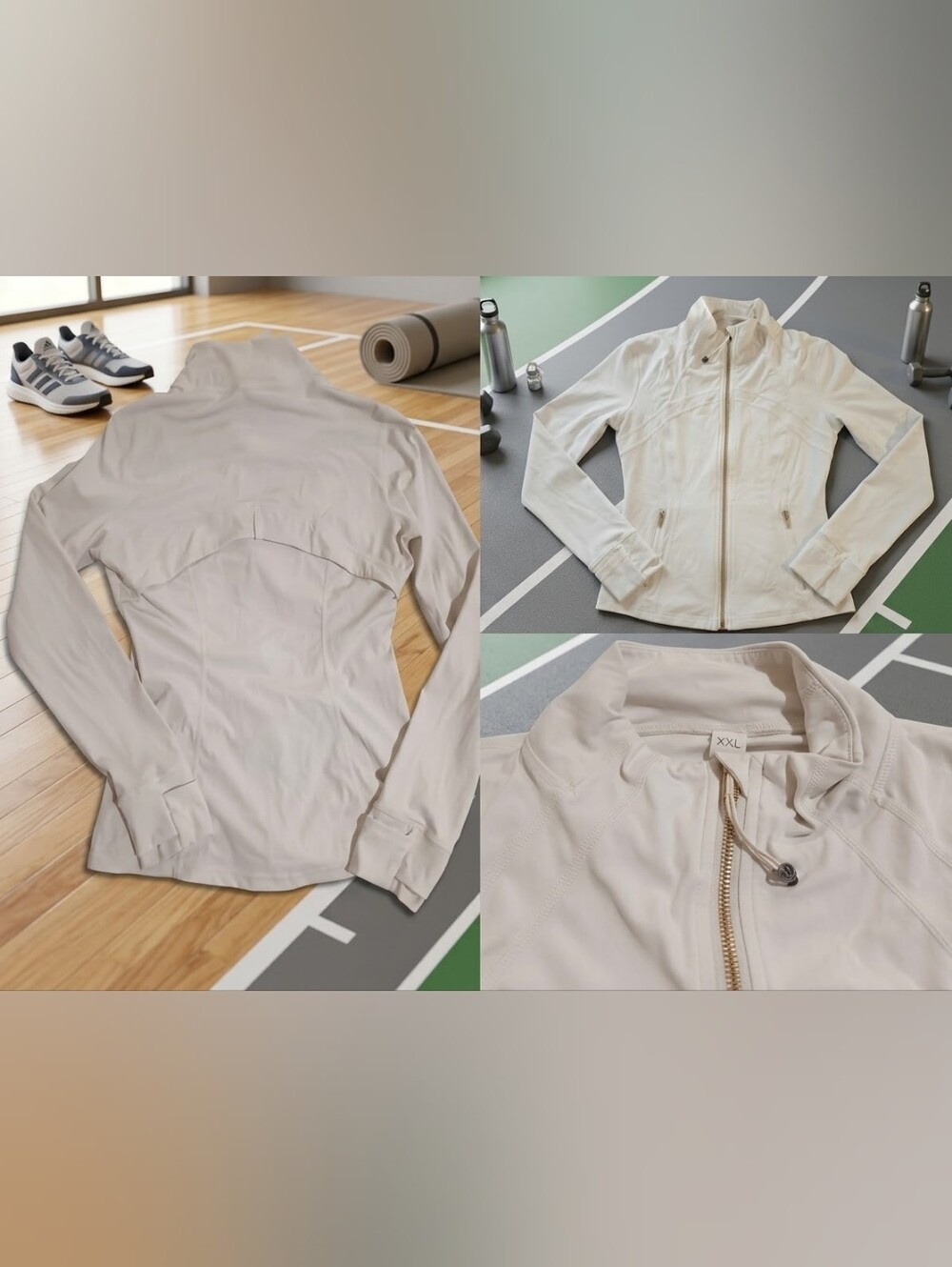 Athletic Jacket White & Gold Full-Zip